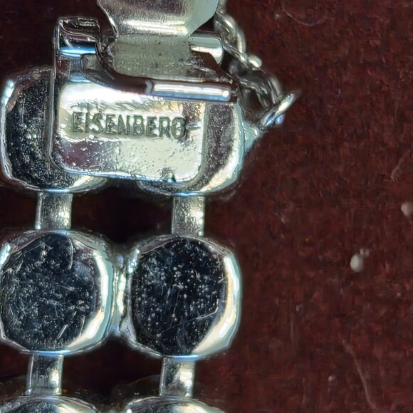 Signed Eisenberg Light Blue Rhinestone Bracelet 7.5” Vintage Jewelry - Picture 5 of 5